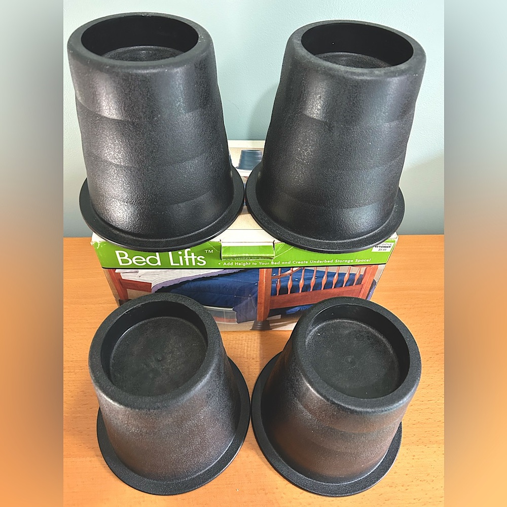 EUC Black Bed Lifts, set of 4, heavyweight plastic